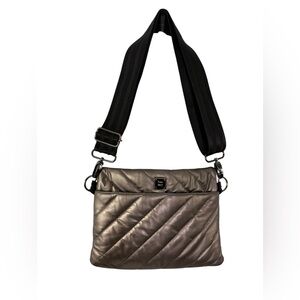 Think Royln Stylish Diagonal Bum Quilted Pearled Beige Shoulder Bag